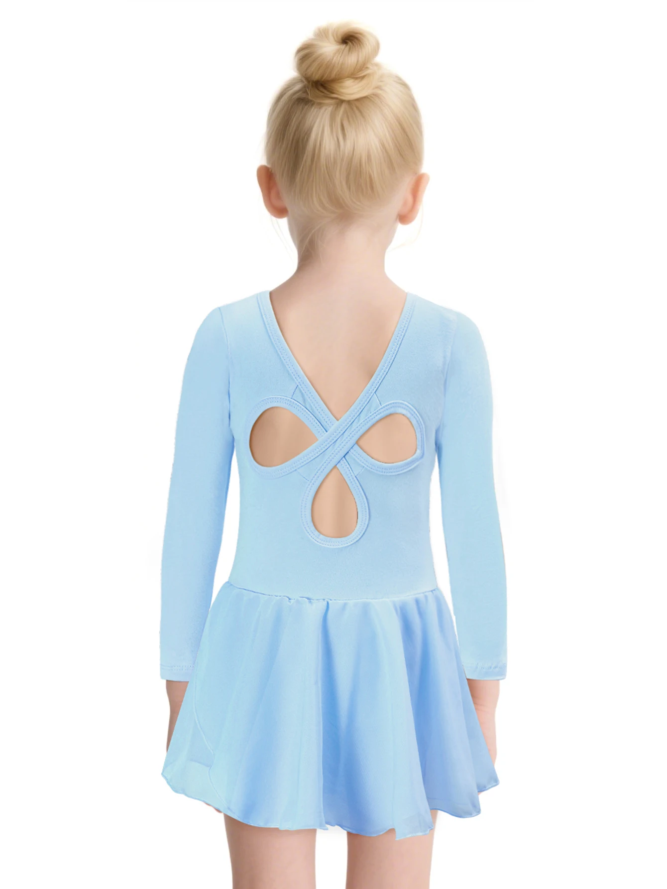 Body da balletto a maniche lunghe per ragazze Body da ballo per bambini con gonna tutù Abito da ballerina ginnastica