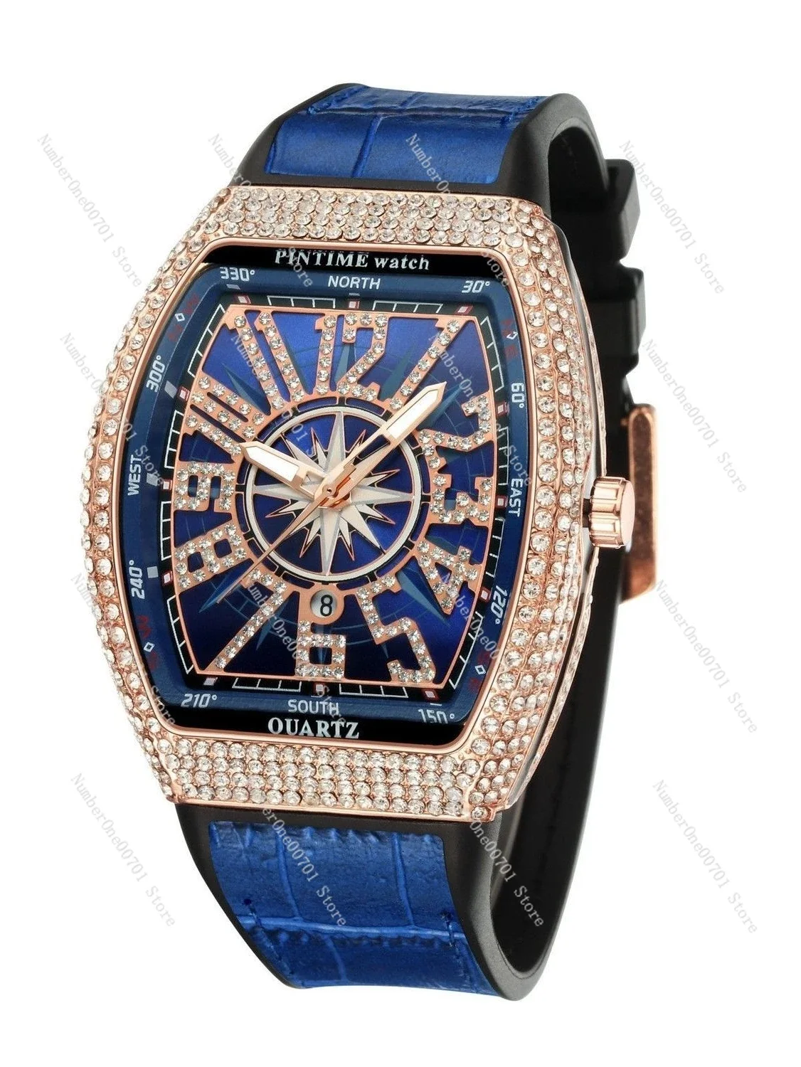 Men's Barrel Watch Couple Vintage Belt Yacht Belt Diamond