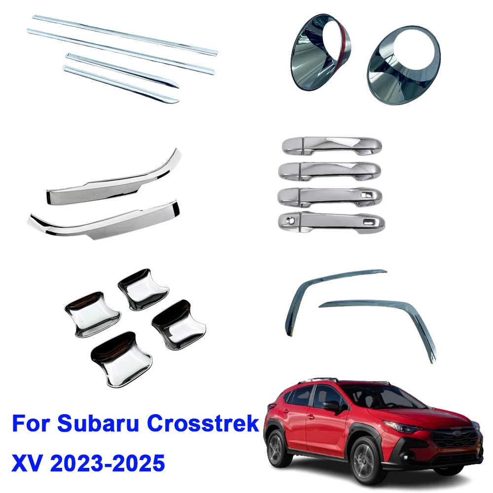 For Subaru Crosstrek XV 2023 2024 2025 ABS/Steel Side Rearview Mirror Strip Armrest Bowl Fog Light Door Body Handle Trim