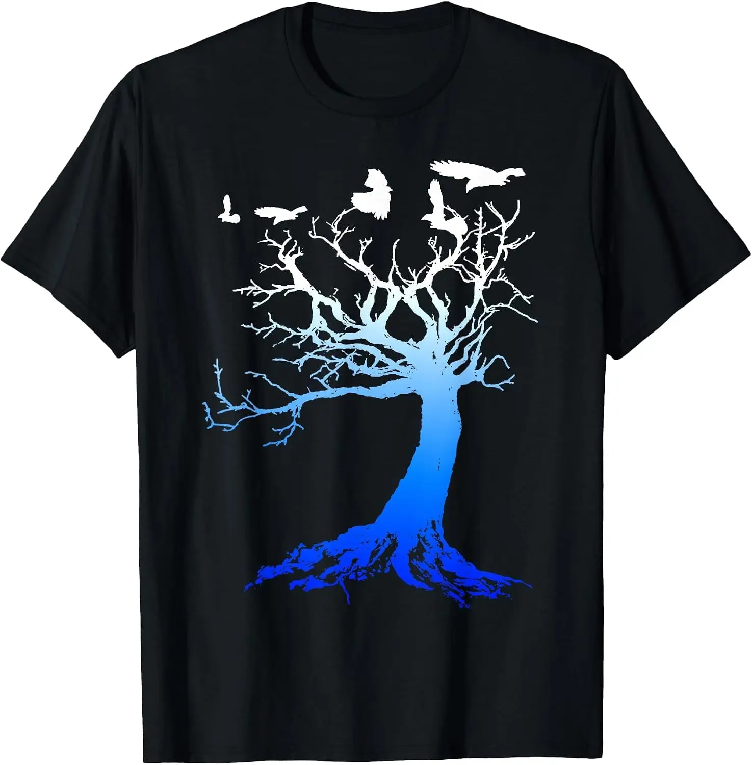 Raven Tree Of Life Shirt Gothic Artistic Vibe T-Shirt Men's Spooky Halloween Graphic Print T‑Shirt, Crew Neck Short Sleeve Casual Cotton Tee For Holiday Party Daily Street Wear.