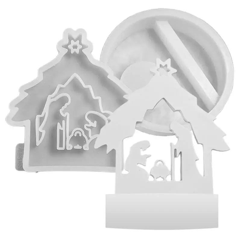 Silicone Candle Mold With Base Handicraft 3D Epoxy Resin Making Molds cement gypsum mold for Jesus birth scene