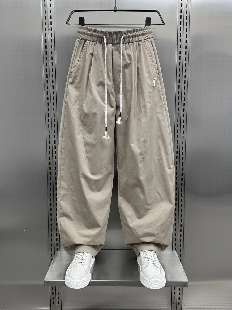 

American Sle Casual Pants Men's Trendy Large Size Summer Thin Pleated Wide Leg Knife Pants Loose Fit Straight Leg Sle