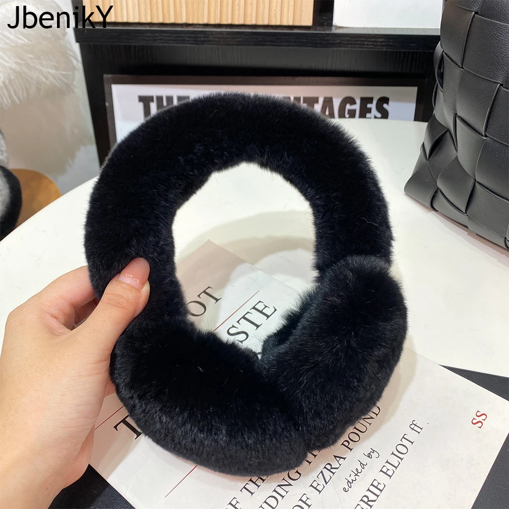 Fashion Natural 100% Rex Rabbit Fur Earmuff Russia Winter Warm Women Real Fur Earmuffs Girl\'s Earlap