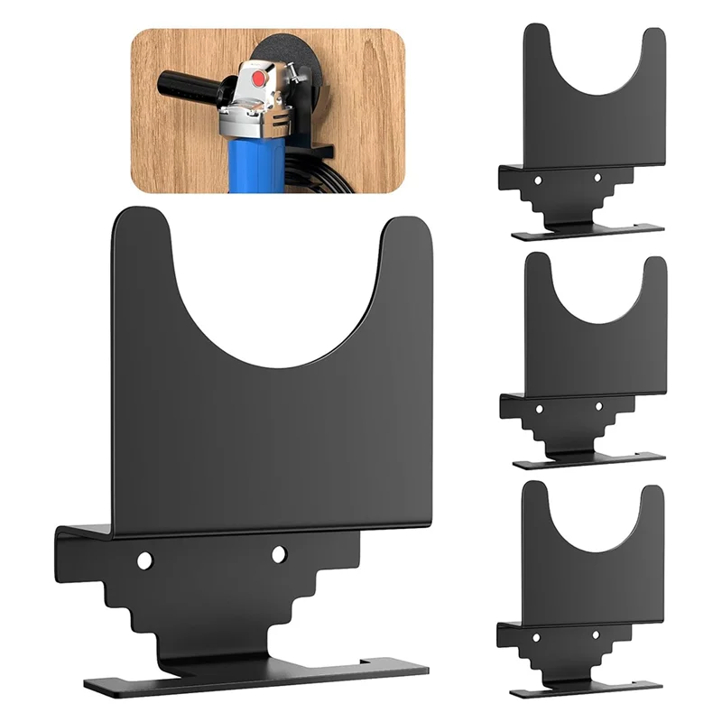 

AT43-Wall Mountable 4-Piece Angle Grinder Stand With Integrated Disc Hook And Wire Rack For Workshop Organization