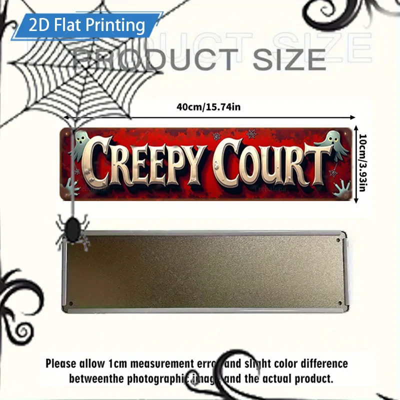 1 قطعة 8x12 بوصة علامة معدنية للهالوين زاحف المحكمة تسجيل الطباعة المسطحة فن المعادن الزخرفية للفناء #3