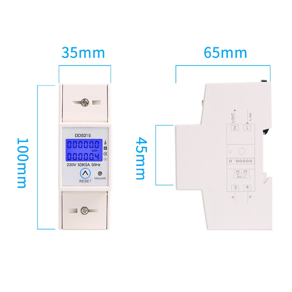 

DDS015 5-80A 230V 50Hz Single Phase Energy Meter Watt Meter Household DIN Rail Mounting Digital LCD Electric Energy Power Meter