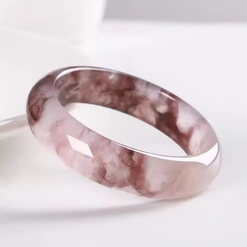 Natural Tianshan Cuibing Violet Bracelet, Golden Silk Jade Flat Strip, Shetai Cuiyu Bracelet Noble temperament fashionable