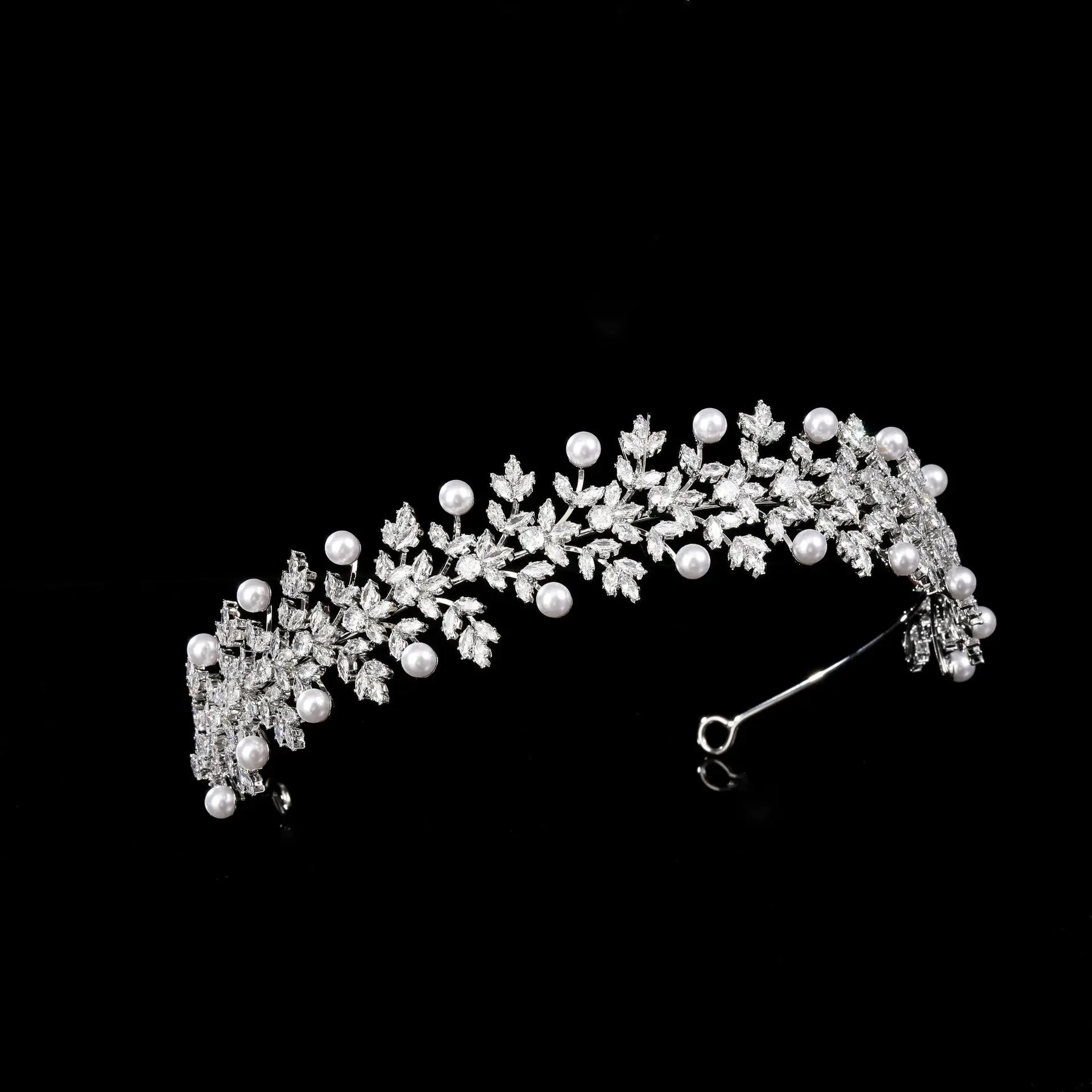 Luxury Bridal Tiara Headbands For Wedding Bride Headdress Cubic Zirconia Pearl Tiaras Crowns For Women Party Prom Hair Jewelry