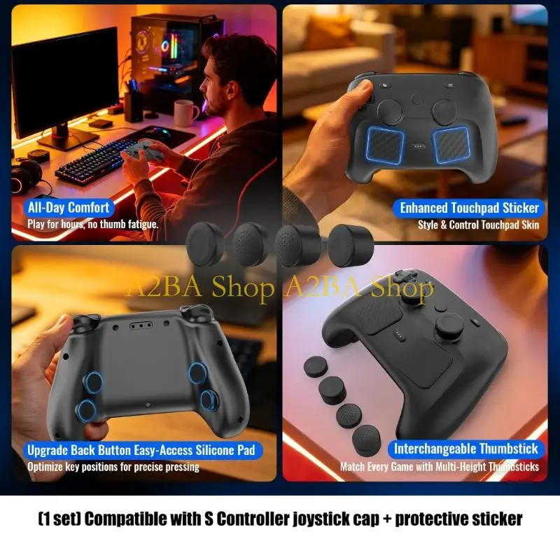 A2BA Touchpad Stickers with Joystick Covers Back Button Pad for Steam Controller 2