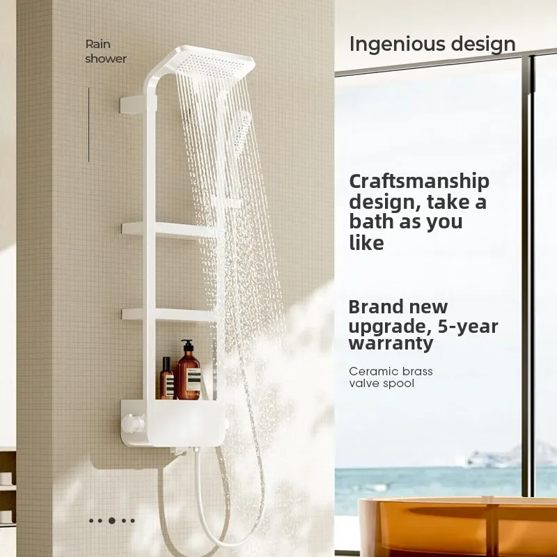 Shower Shower Set Thermostatic Household Bathroom White Black JOJO Shower