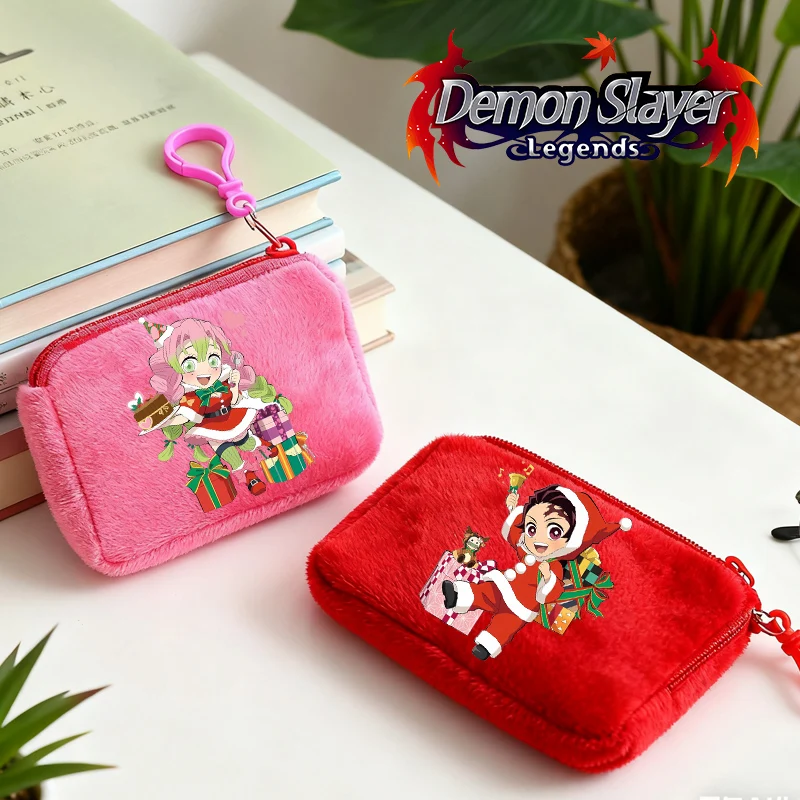 

Demon Slayer Coin Purse Christmas Theme Zero Wallet Round Bags Anime Cartoon Kids Mini Headphone Storage Bag Birthday Xmas Gifts