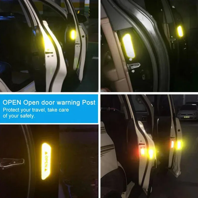 4-20Pcs Car Door Reflective Safety Stickers For Night Visibility. Easy To Apply, Durable Adhesive Warning Labels For Vehicles - view 5