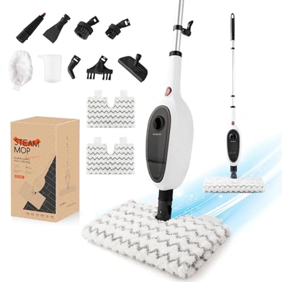 

Steam Mops for Floor Cleaning Unique Double-Sided Flip Design 15 Seconds Fast Heating 10-in-1 Steam Cleaner for Kitchen Living