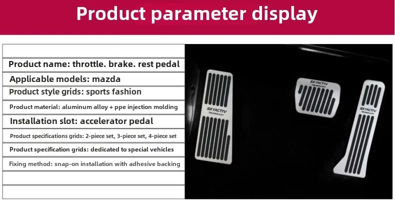 Auto Gaspedal Bremspedale Fußstütze Pedal Abdeckungen Rutschfeste Pads Für Mazda 3 2014 2015 2016 2017 2018 LHD/RHD AT/MT Zubehör – Detail 12