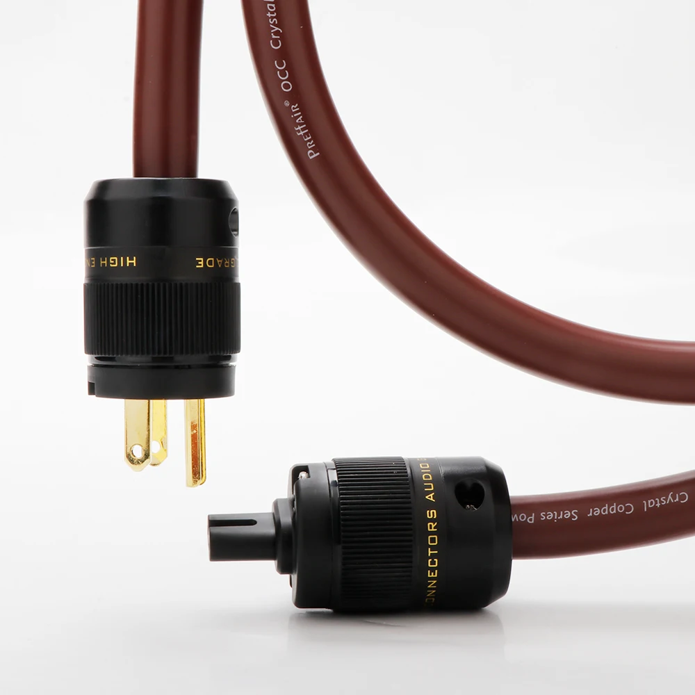 High-End OCC Einkristall-Kupfer-Stromkabel mit Kupferabschirmung AC Audiophiles Kabel mit Gold EU US Stecker+IEC320 C13 Anschluss – Detail 9