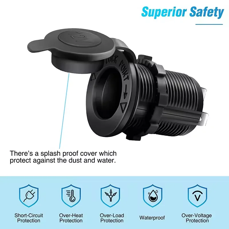 12V/24V 車のシガーライターソケット防水マリン ATV RV シガーライタープラグソケット電源ソケットコンセントアダプター