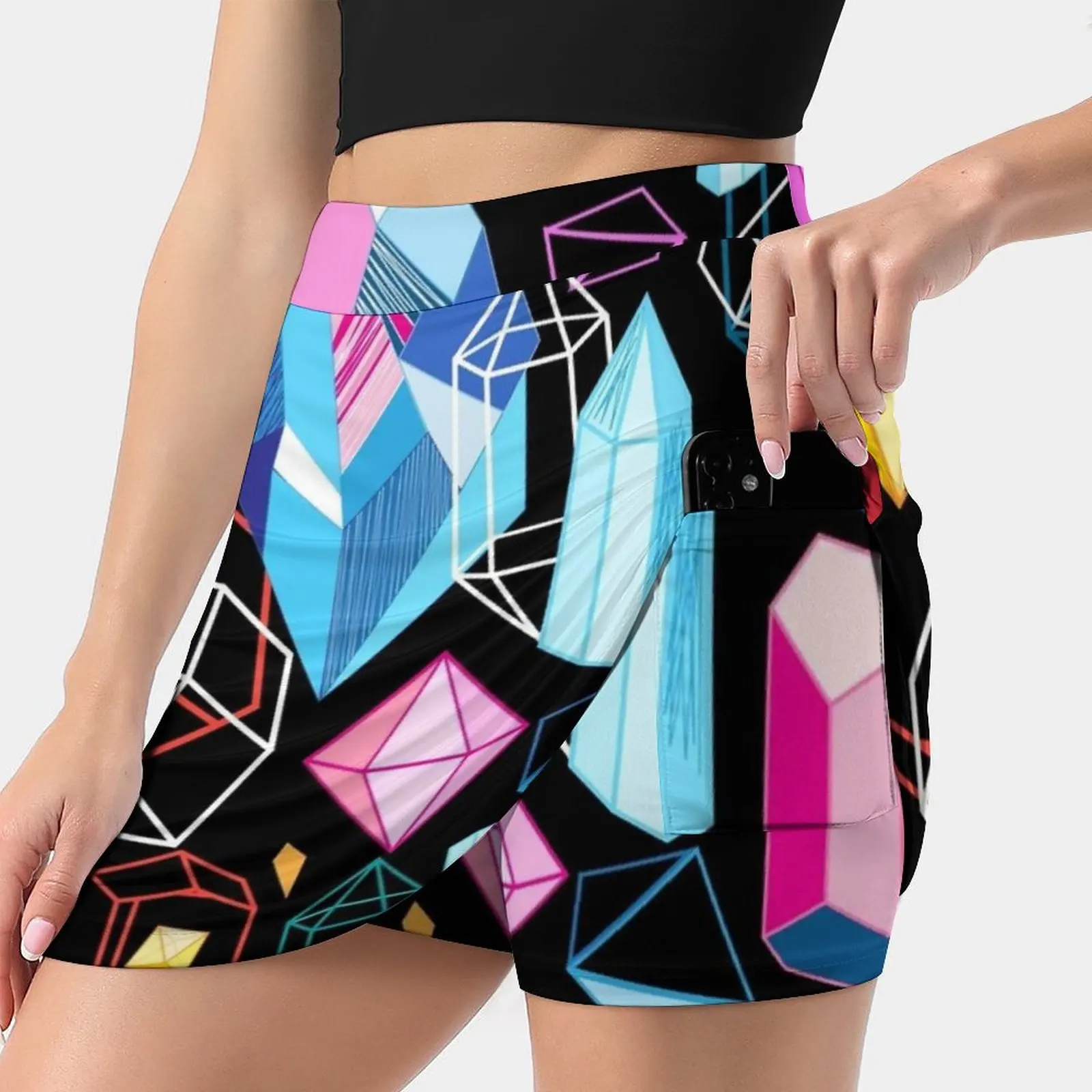 Bright Pattern Crystals Women's skirt Mini Skirts A Line Skirt With Hide Pocket Vectors Wallpaper Pattern Template Collection