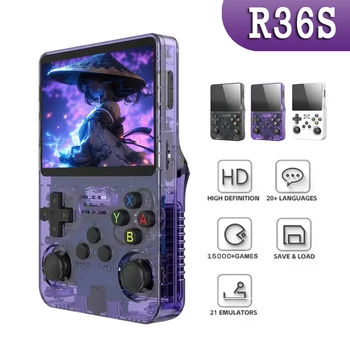 New R36S Retro Handheld Video Game Console Linux System 3.5 inch IPS Screen Portable Handheld Video Game Player 64GB 15000 Games