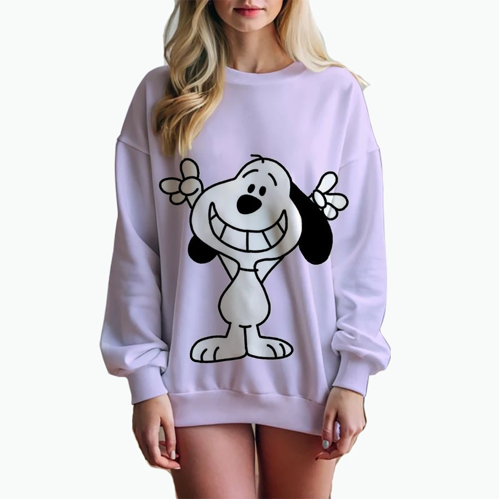 Snoopy Cartoon Anime Women\'s Hoodie Spring and Autumn Edition Women\'s Round Neck Hoodie 2024 New Fashion Couple Sportswear Top