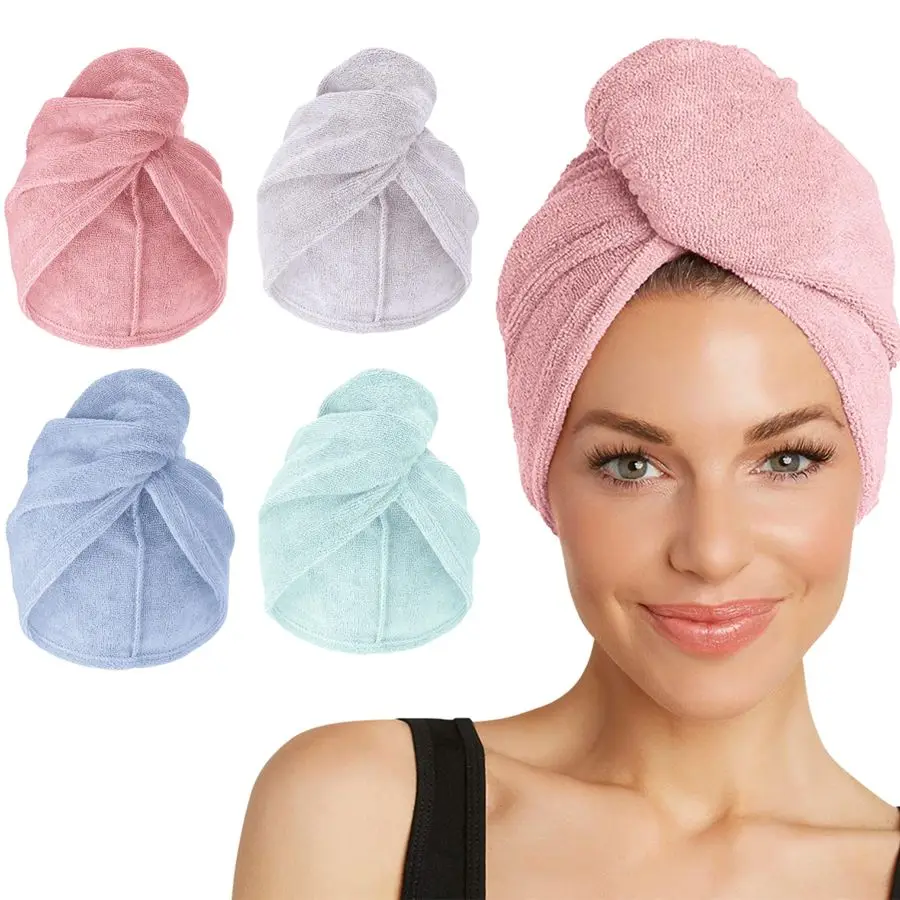 

4Pack Microfiber Hair Towel for Beauty, Travel, Gifting Hair Wrap Turban for Straight, Wavy amp Curly Hair Premium Personal Care