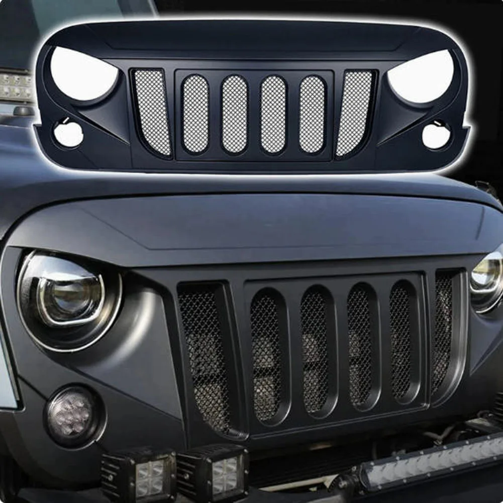 Black ABS Car Front Grille Grill for Jeep for Wrangler JK 2007 2008 2009 2010 2011 2012 2013 2014 2015 2016 2017