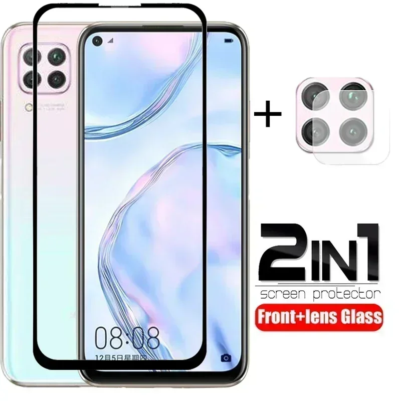 2 IN 1 tempered glass for huawei p40 lite p40 lite e p50 camera lens protector full cover protective glass for huawei p40 lite e