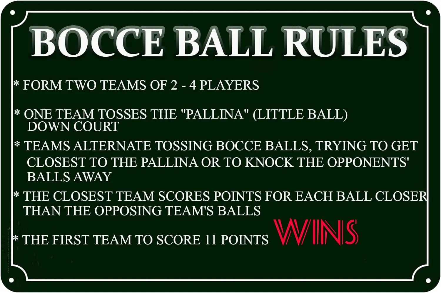 Bocce Ball Rules Vintage Metal Tin Sign Scoring Rules Poster Wall Decor Bocce Ball Crossing Tin Painting For Bar Pub Kitchen Hom