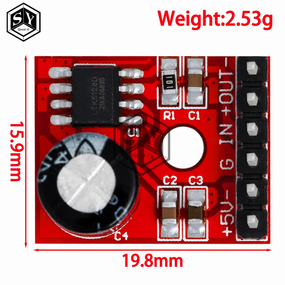 5128 Amplifier Board 5W Class D Digital Amplifier Board Mono Audio Module Low Distortion VS88715V DC2.5-5.5V LTK5128 Class AB