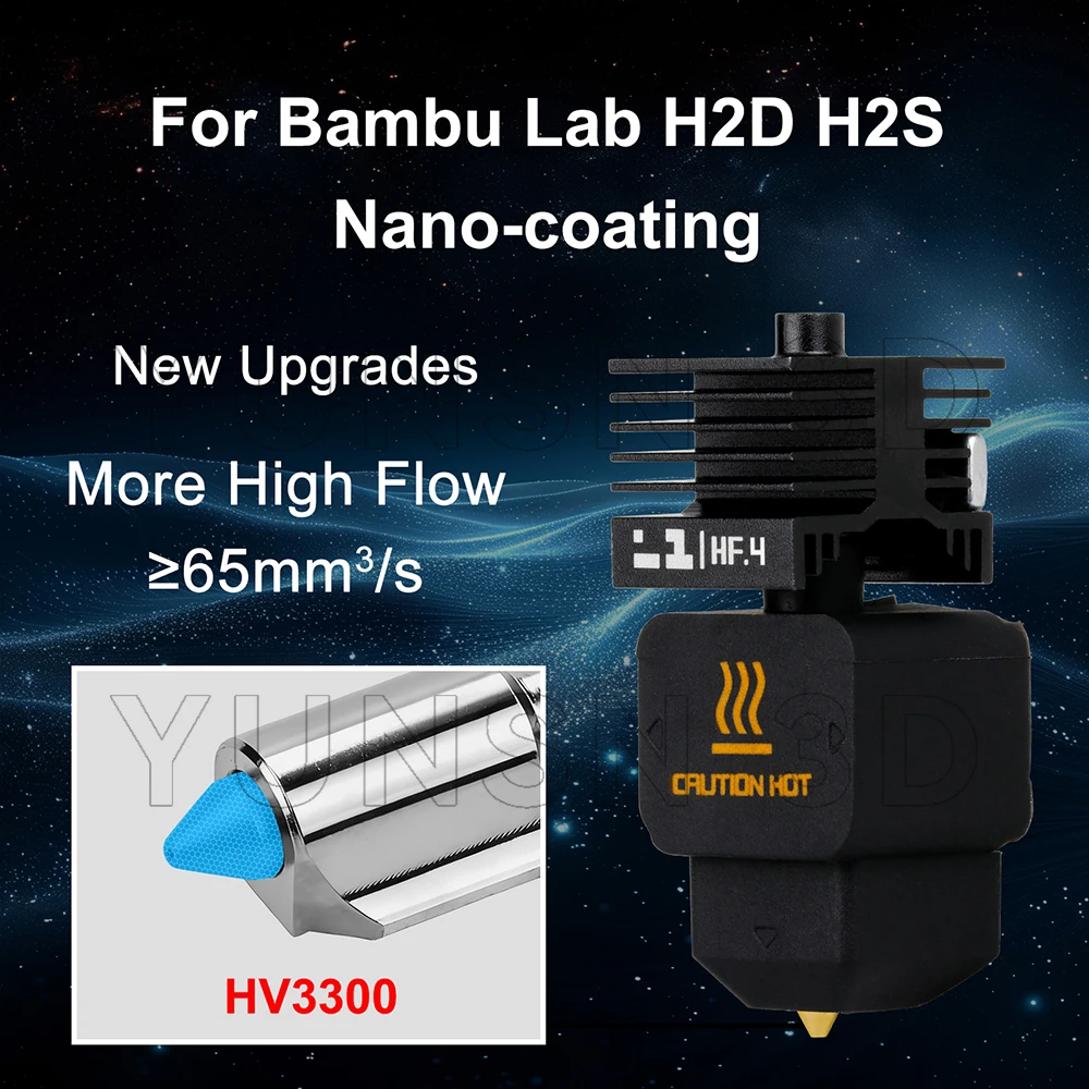 Hotend-Kit-Upgrade für Bambu Lab A1/A1 Mini, Nano-beschichteter gehärteter Stahl, DLC-Golddüse HF 0,4/0,6/0,8 mm, Hot End für A2L H2D H2S – Detail 6