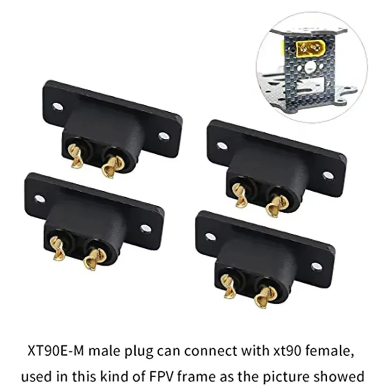 

5PCS Amass XT90E-M Black Plug Battery Plug Gold-Plated Male Connector DIY Connecting Parts for RC Racing Drone Accessories