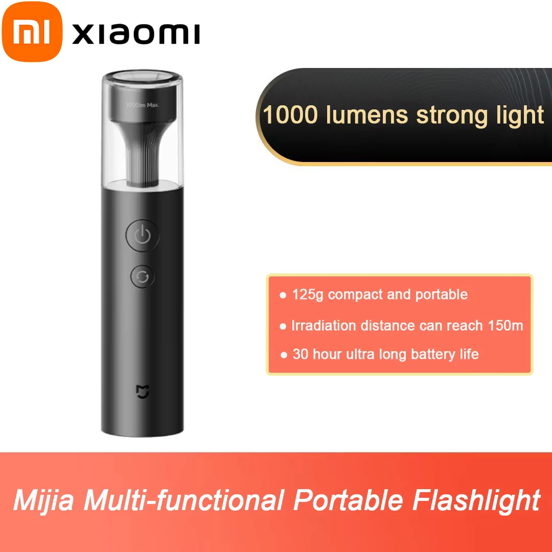 Xiaomi mijia lanterna multifuncional 3100mah ip65 à prova dip65 água 1000lm iluminação de emergência acampamento ao ar livre luz dura lanterna