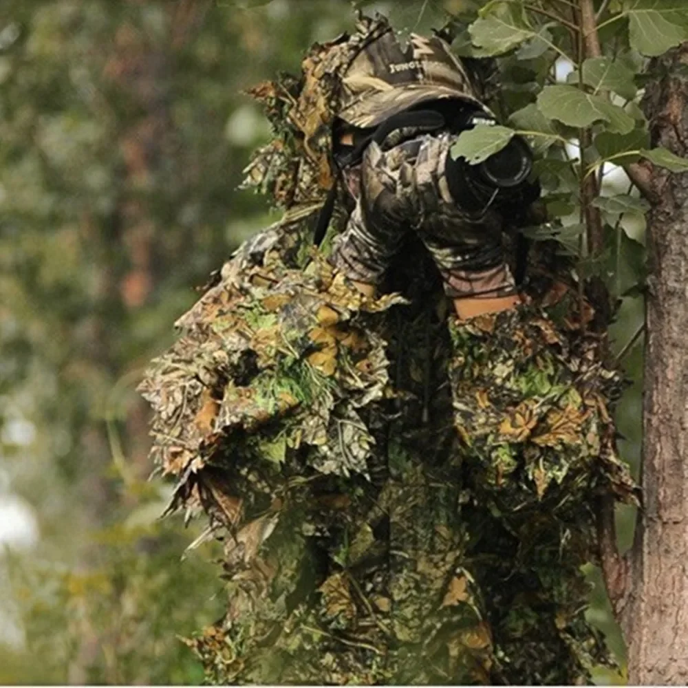 Outdoor Verborgen Tactische Kleding Real Life CS Apparatuur 3D Blad Onzichtbaarheid Kleding Jacht Gratis Camouflage Jas Broek