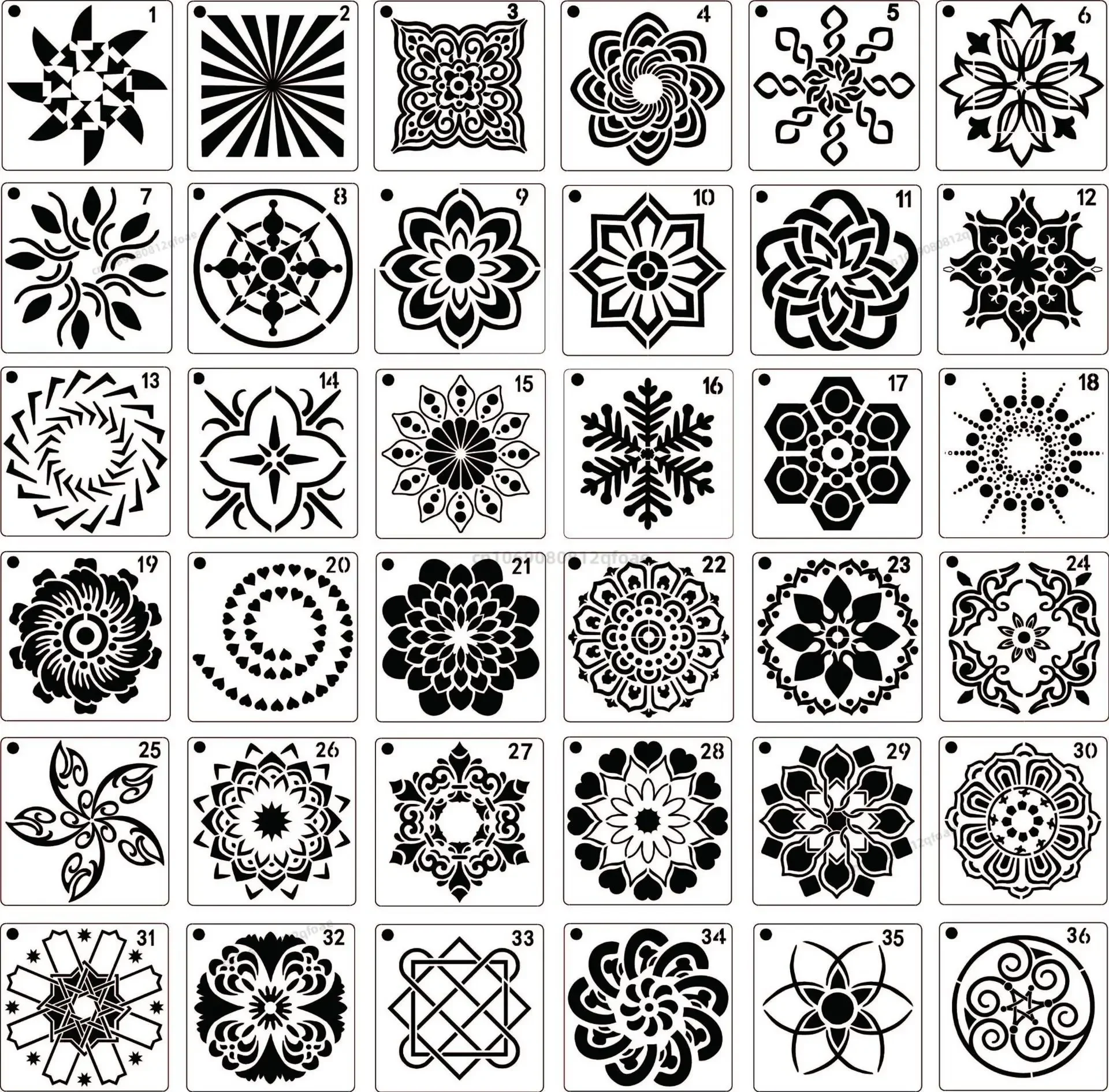 Imagem -03 - Mandala Stencils para Decoração de Casa Laser Cut Template Estêncil de Parede Pintura para Madeira Azulejos Tecido Desenho Faça Você Mesmo 36 Pcs 56 Pcs