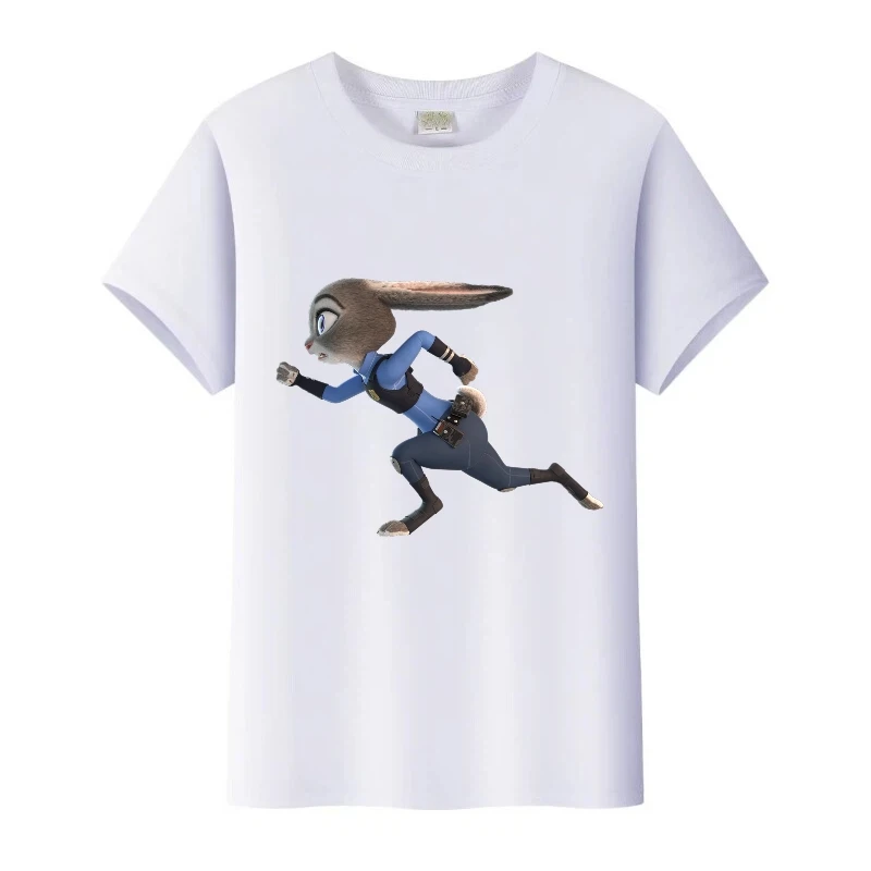 

Disney Zootopia Judy Hopps Cartoon Girl T-Shirt Boys O-Neck Tshirt Family Loose Tops Man Blouses Kids Clothes Summer Woman Tees