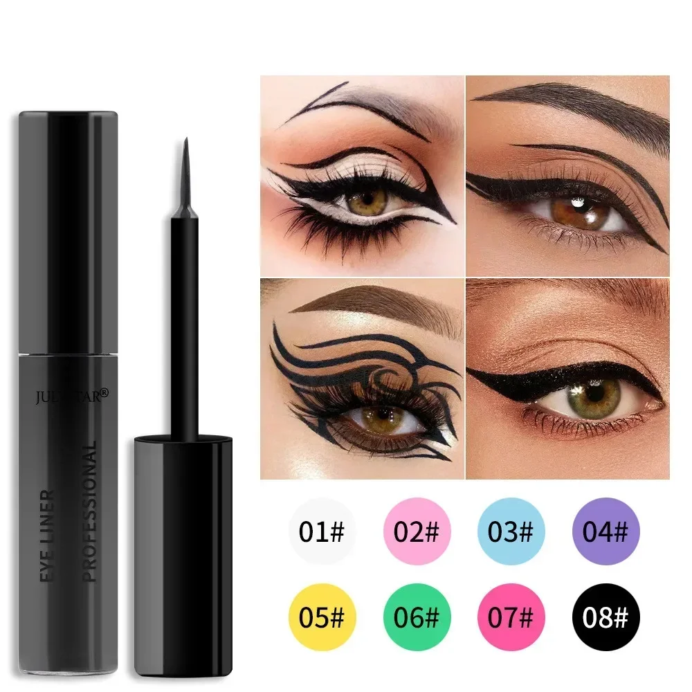 Penna Eyeliner liquido impermeabile Heallor 8 colori asciugatura rapida duraturo blu opaco bianco rosa Neon liscio Eyliner matita trucco Cosm