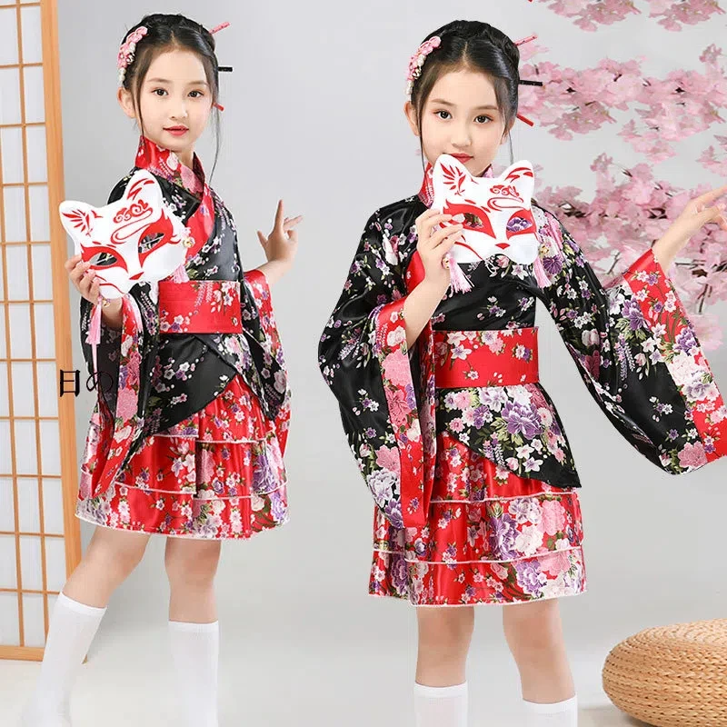 Japanese Women\'s Formal Dress Girls\' Kimono Pure Land Cosplay Anime Dance Costume Lolita Skirt Set