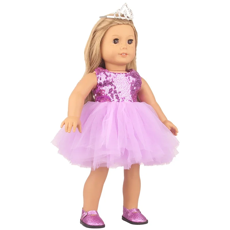 18 inch 43cm Doll Clothes American Baby New Born Girl Simple Purple Simple And Generous Suit For Baby Birthday Gift Girl Dolls