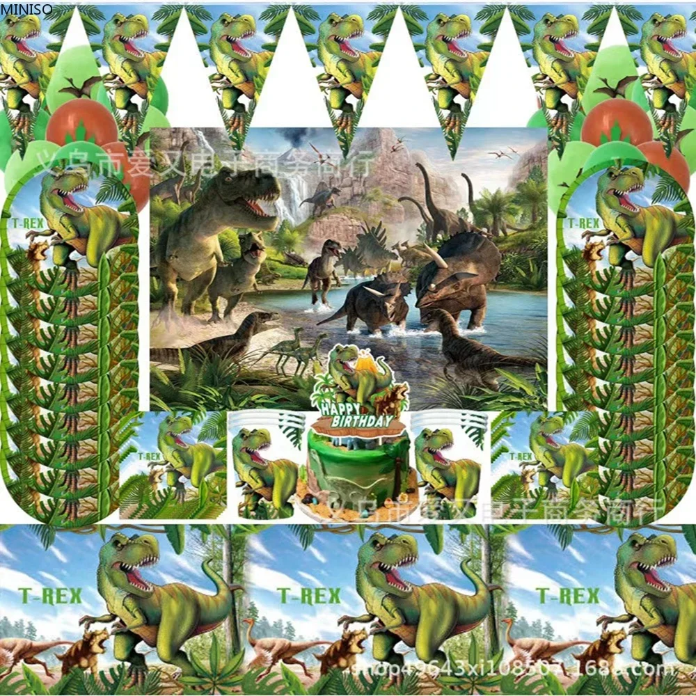 

Jurassic World Dinosaur Theme Disposable Tableware Jungle Safari Dinosaur Napkin Plate Wild Roar Boy Happy Birthday Party Decor