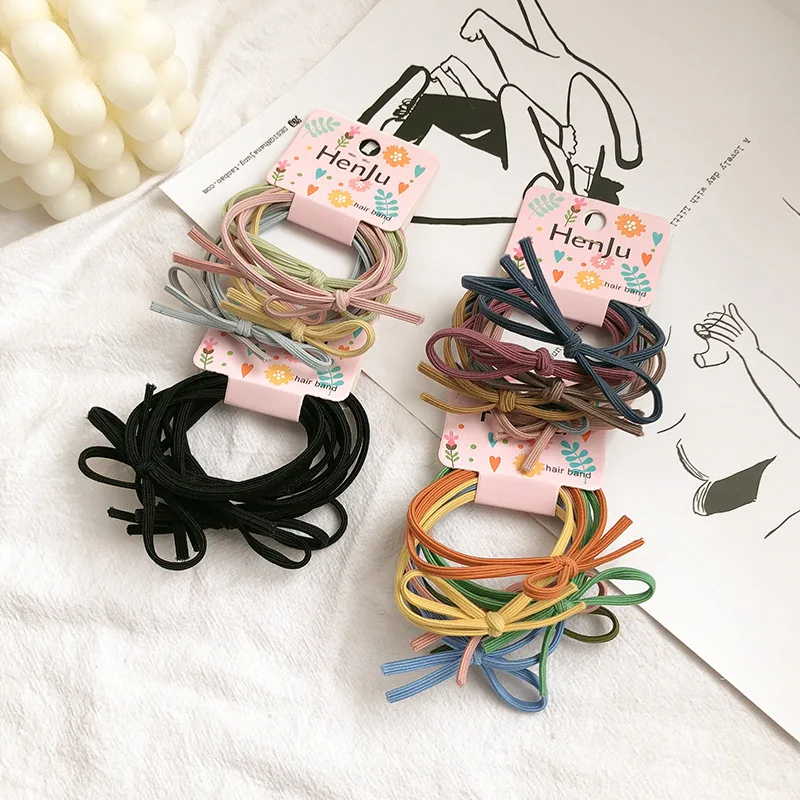 Women Colorful Sweet Head Hair Rope Solid Rubber Bands Scrunchies Elastic Hair Bands Girls Simple Ponytail Holder Ties Headwear