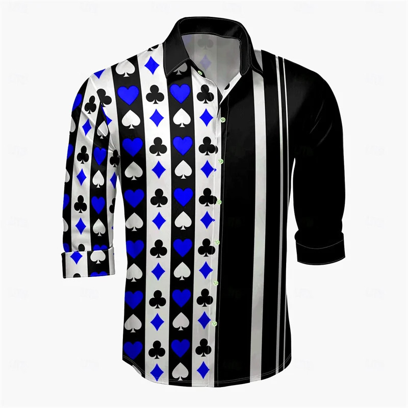남성 캐주얼 야외 포커 남성 옷깃 긴 소매 셔츠 남성 캐주얼 파티 엔터테인먼트 남성 셔츠 시리즈
