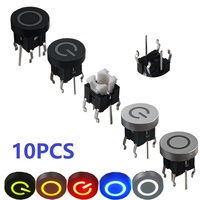 10PCS 6X6X7.2mm  Momentary Tact Button LED 3V Adding Caps H=8.2mm 6Pin DIP Tactical Keyboard Mini Push Button Press Button