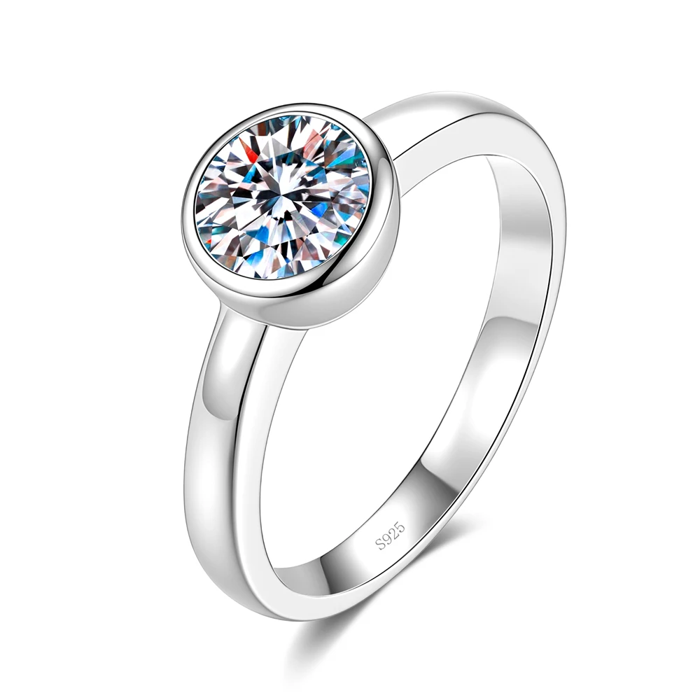 Fashion 0.5-1ct Moissanite Ring S925 Sterling Silver Wedding Rings for Woman Marry Anniversary Party Exquisite Jewelry Gift