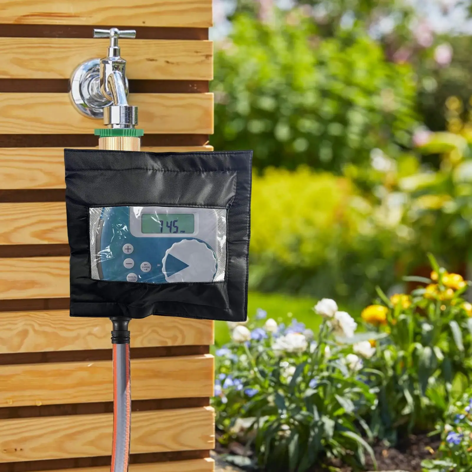 خرطوم حديقة غطاء الموقت مقاومة الطقس كم واضح نافذة أمامية الرش الموقت غطاء للحديقة في الهواء الطلق الحديقة الفناء الخلفي بارك #1