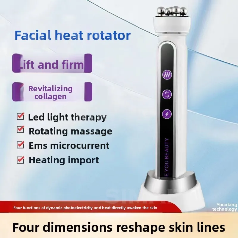 3-in-1 RF Heating EMS Facial 360° Roller Massager Microcurrent Beauty Machine for Fine Lines Lifting Skin Rejuvenation Firming