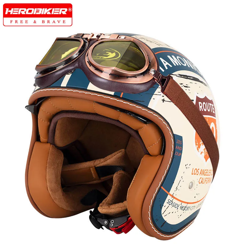 

Motorcycle Helmet Anti Fall Men Women Moto Riding Protective 4/3 Helmet Retro DOT Certification Motorbike Helmet