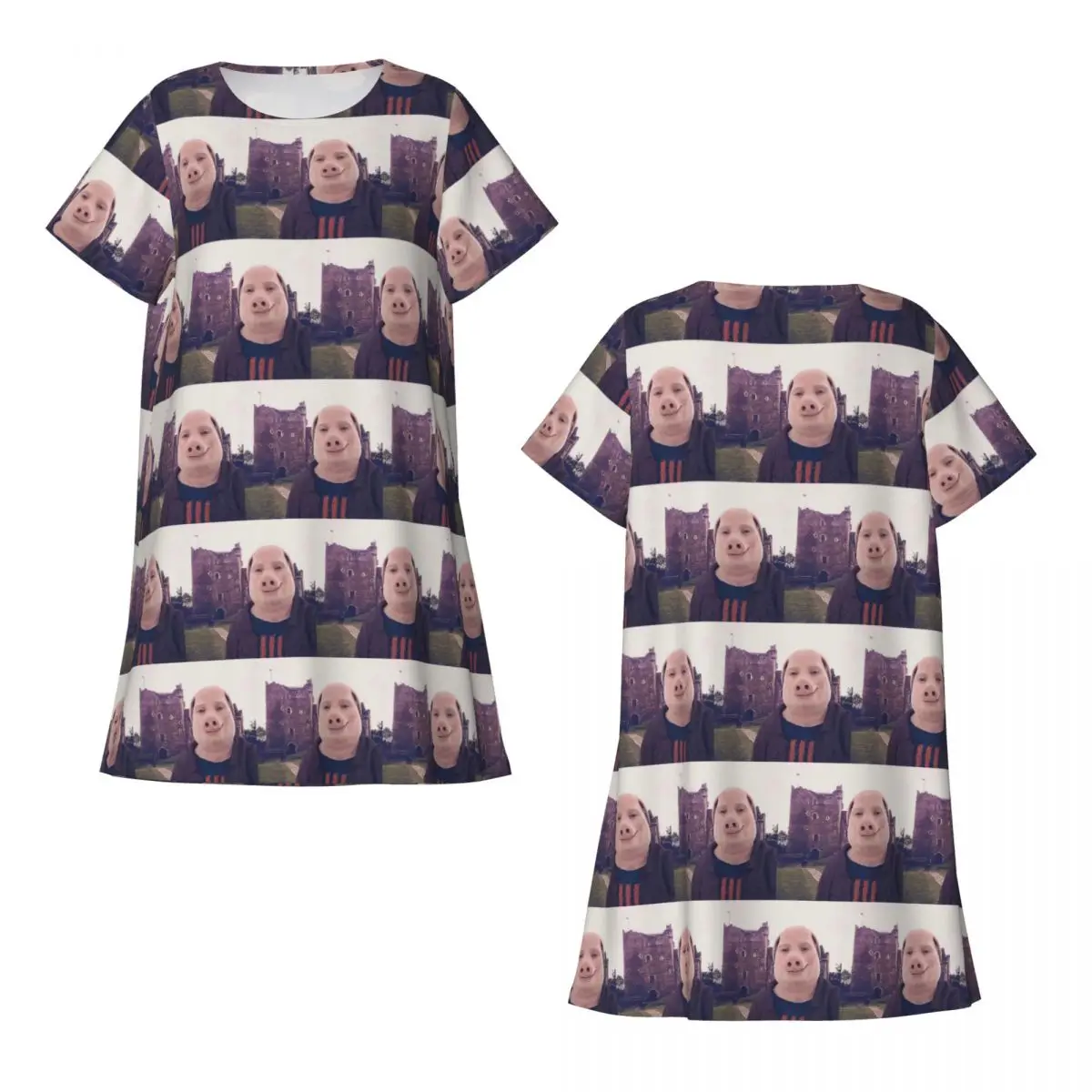 Custom John Pork Short Sleeves Nightdress For Sleeping Sleepshirts Women Short Sleeve Nightgowns Loose Pajama Dress