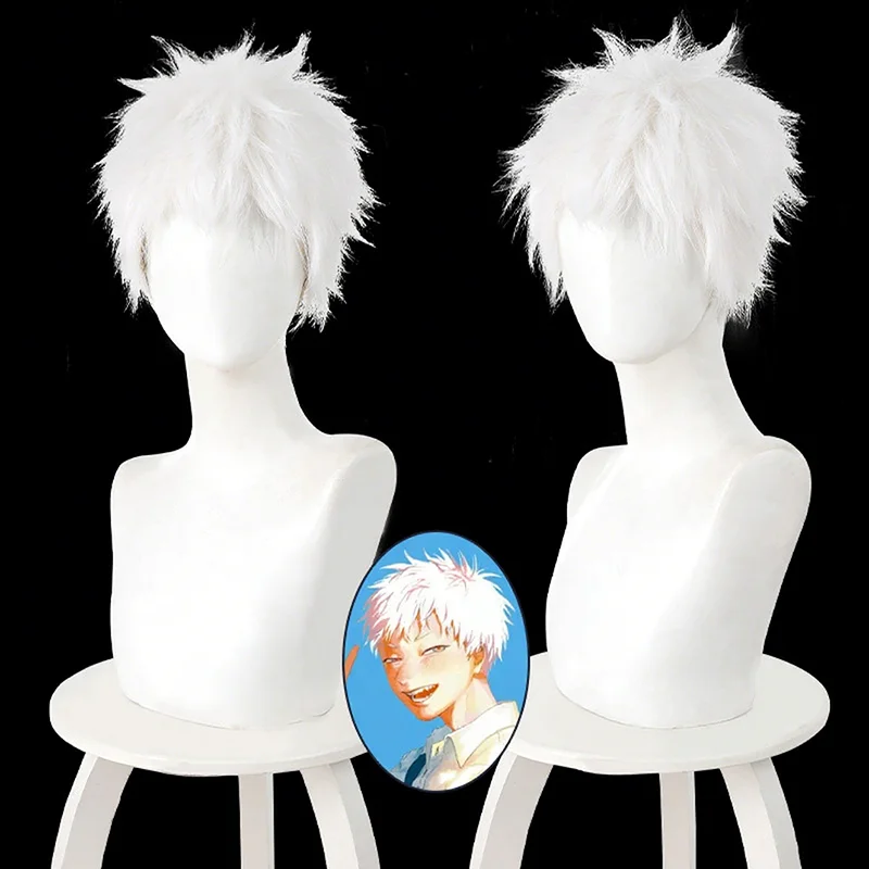 

New The Summer Hikaru Died Hikaru Indo Adult Cosplay Wig Short White Curly Hair Heat Resistant Synthetic Wigs Halloween Props