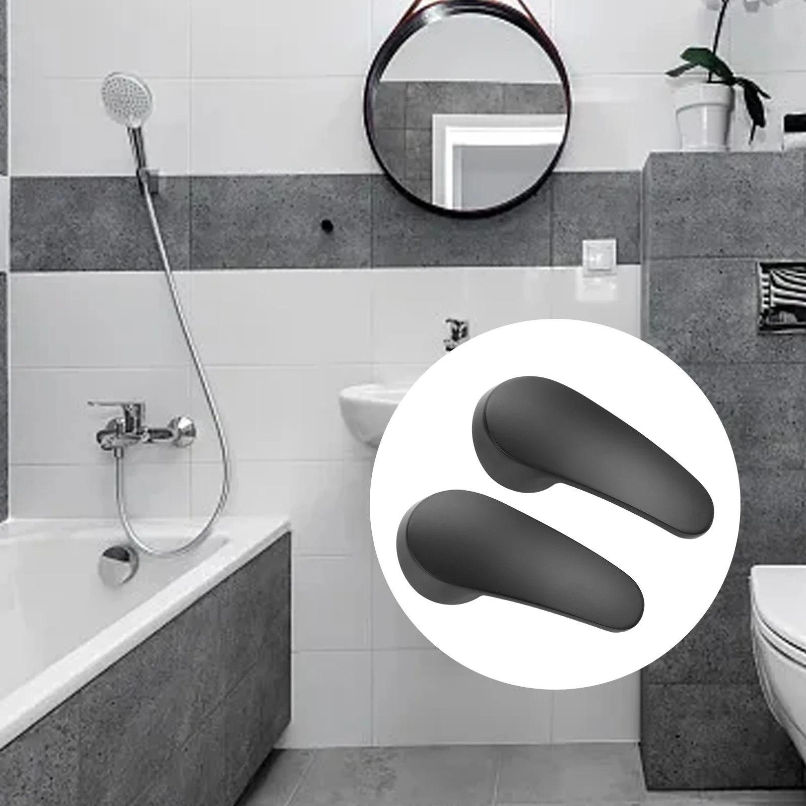 2pcs Faucet Handle Rod Hot Cold Sink Taps Switch Handle Replacement Black Zinc Alloy Basin Kitchen Switch Handle Accessories