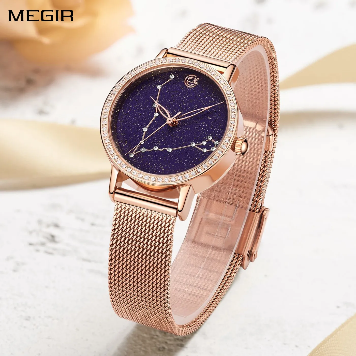 

MEGIR Luxury Diamond Wristwatches for Women Fashion Simple Ladies Bracelet Watch Quartz Female Dress Clock Relogio Feminino