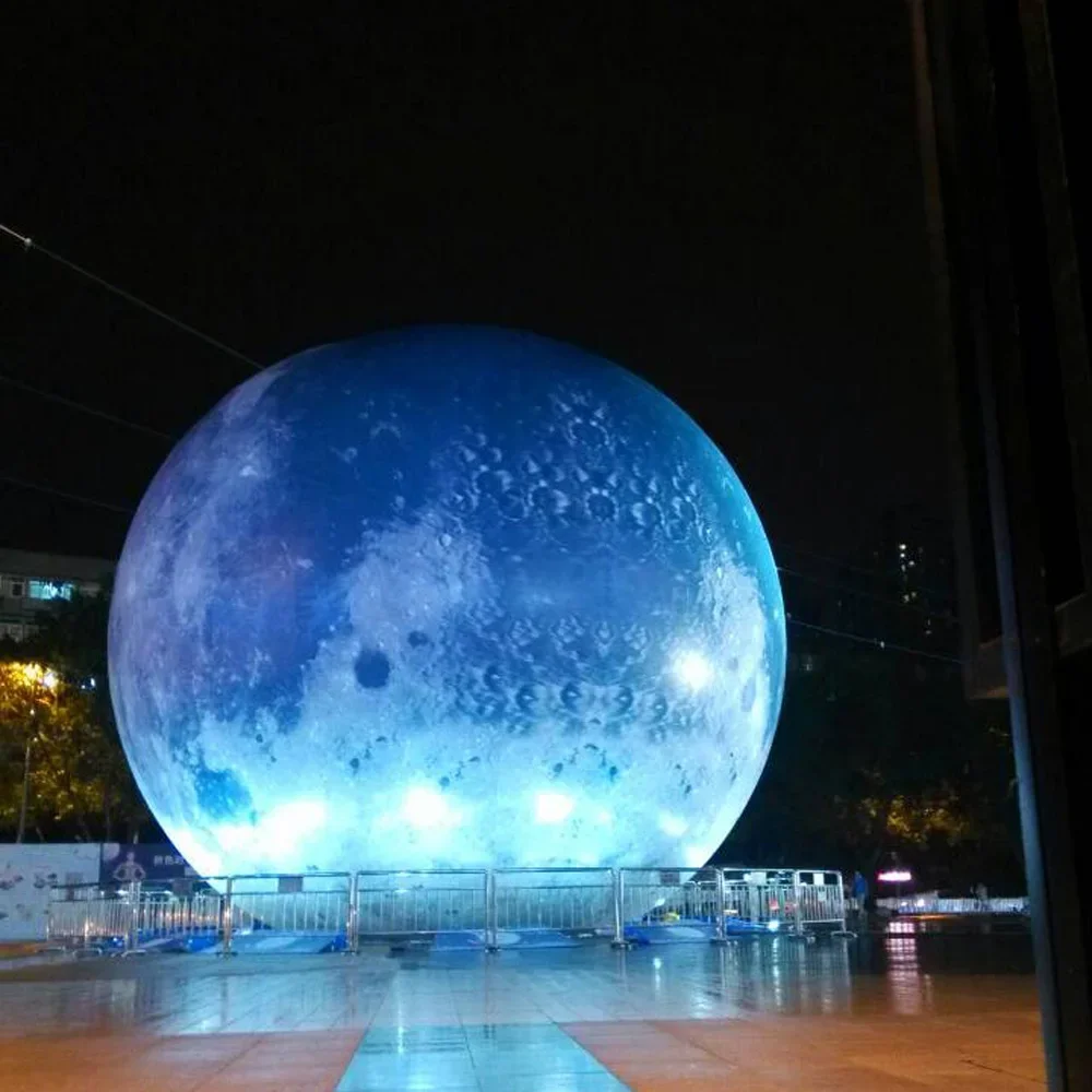 Boule de lune bleue gonflable géante avec lumières LED, ballon planète hermétique en PVC pour événement, fête, spectacle, décoration de scène, jouets d'extérieur